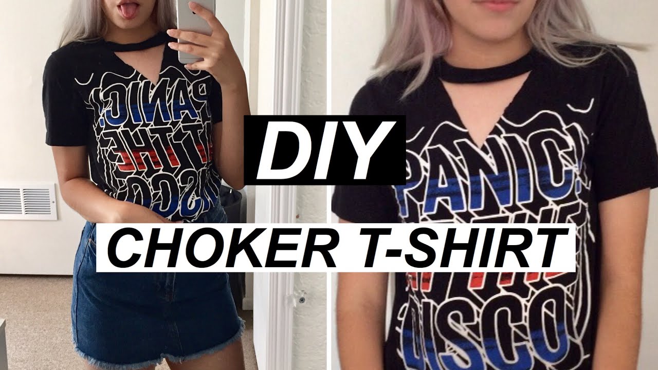 DIY choker t-shirt - YouTube
