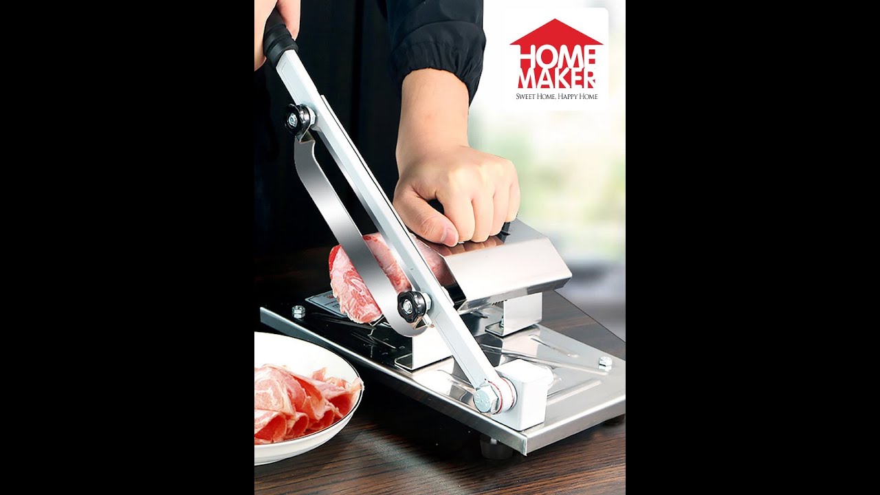 Manual Frozen Meat Slicer, Stainless Steel Meat Cutter Beef Mutton Roll  Meat Food Slicer Slicing Machine Bone Cutter Manual Ribs Chopper for Fish