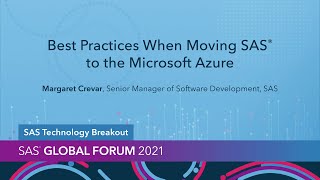 The best practices that will be presented are lessons learned from sas
customers who have moved to microsoft azure. all of these being placed
i...