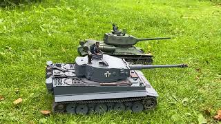 Стрельбы по мишеням танками  Т-34 и Тигр компании  Heng long.