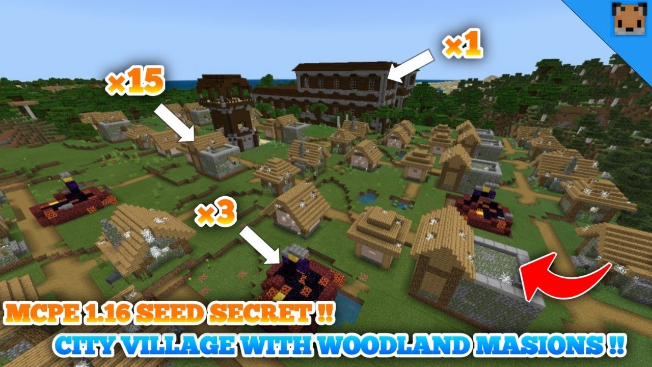 minecraft pe 1.16 seed secret !! - seed found city village \u0026 pillage with woodland mansion, portal !