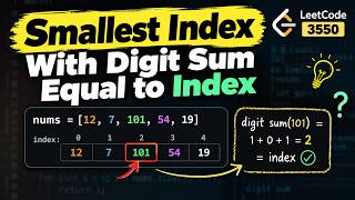 LeetCode 3550: Smallest Index With Digit Sum Equal to Index | Easy Solution