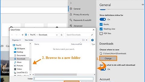 How to change default download location in windows 10 for Microsoft edge
