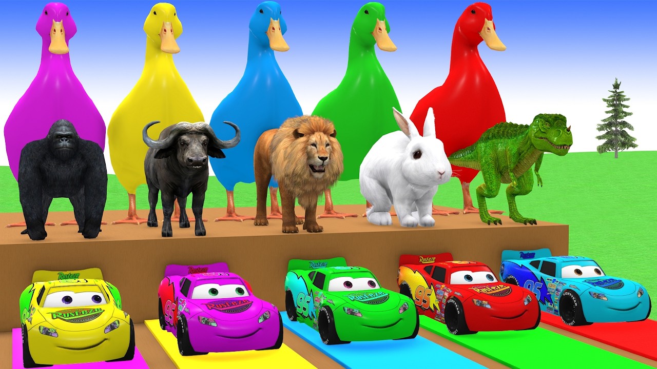Long Slide Game With Cow Elephant Gorilla Hippopotamus Tiger 3d Animal Game Funny 3d Animals