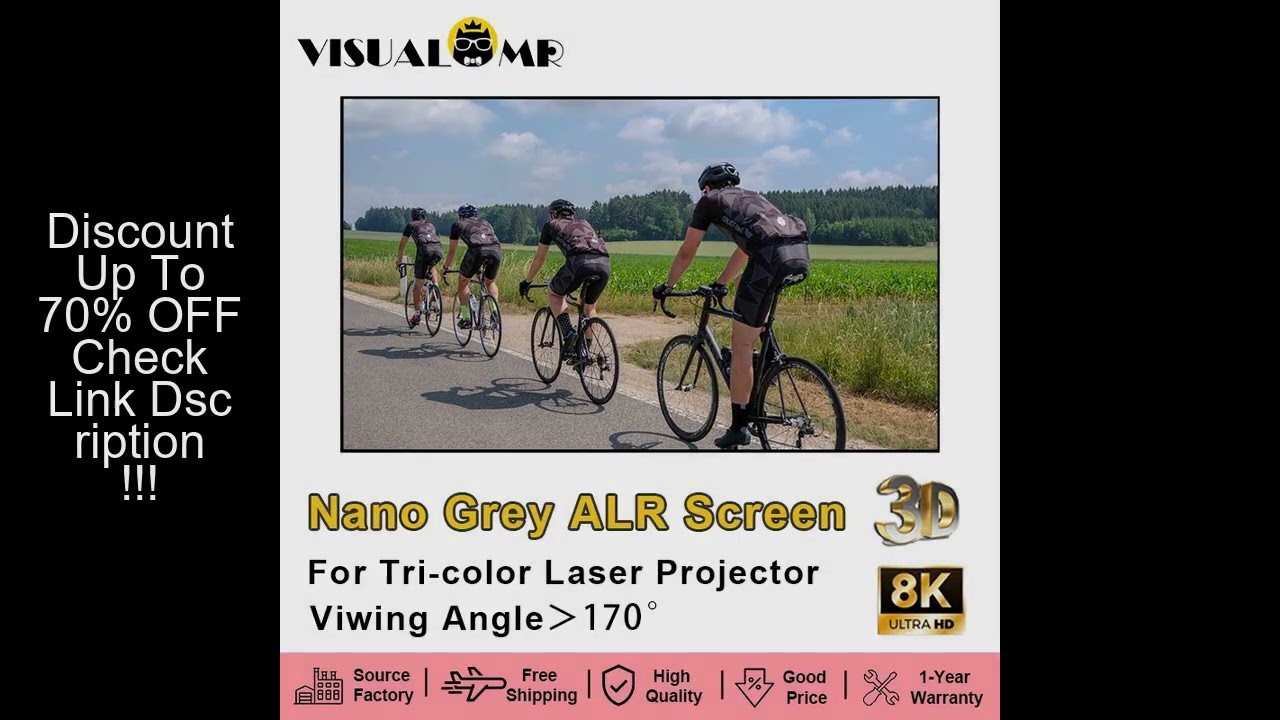 Hot ALR Projection Screen Dedicated for Tri-color Laser Projector Nano Grey Ambient Light Fixed Fram