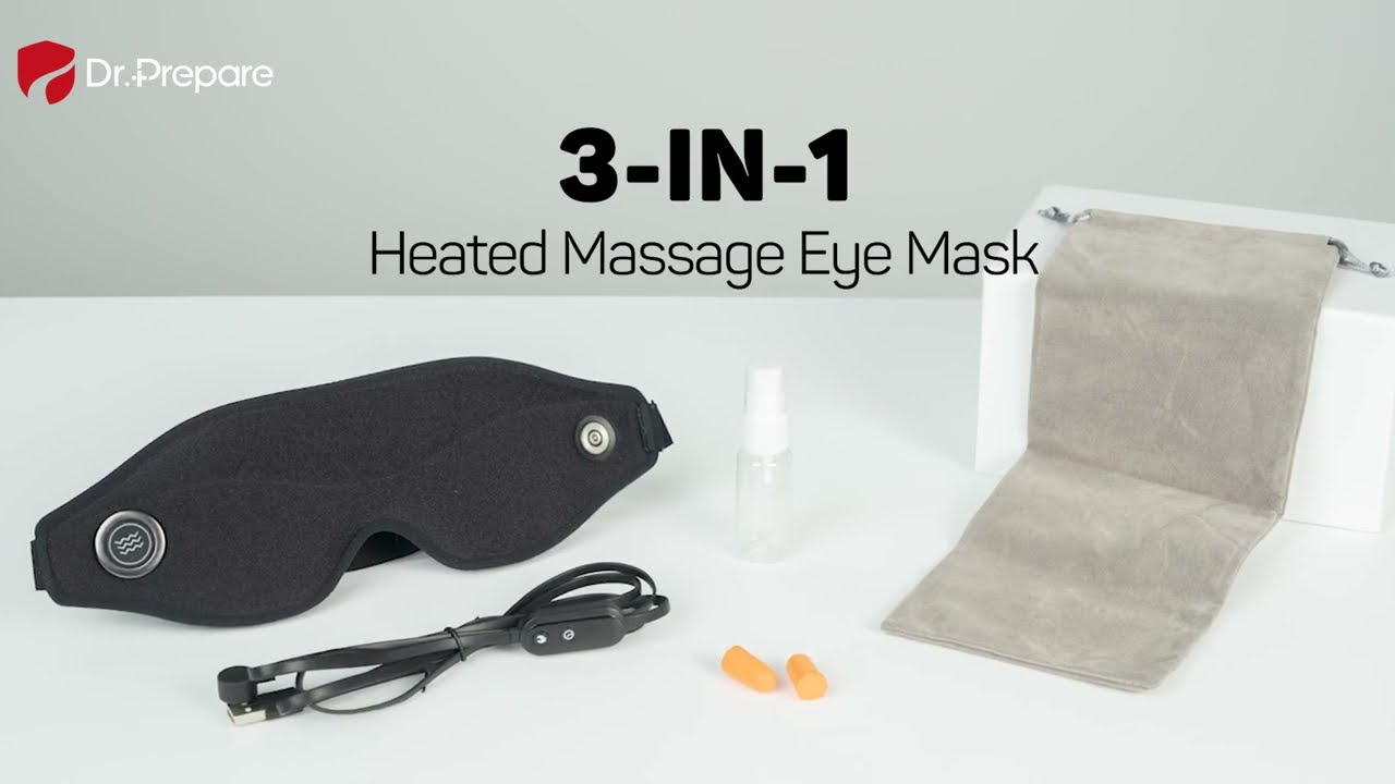 DR.PREPARE 3 in 1 Heated Massage Eye Mask, 3D Contoured Eye Massager for  Dry Eyes with 3 Vibration Mode, Temperature & Timer Control, USB Warm Eye