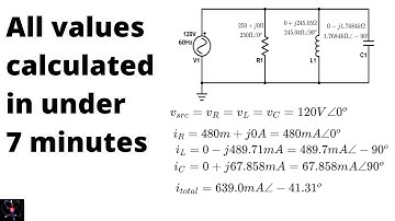 AC Analysis: Parallel RLC Circuit. Calculate Voltage and Currents