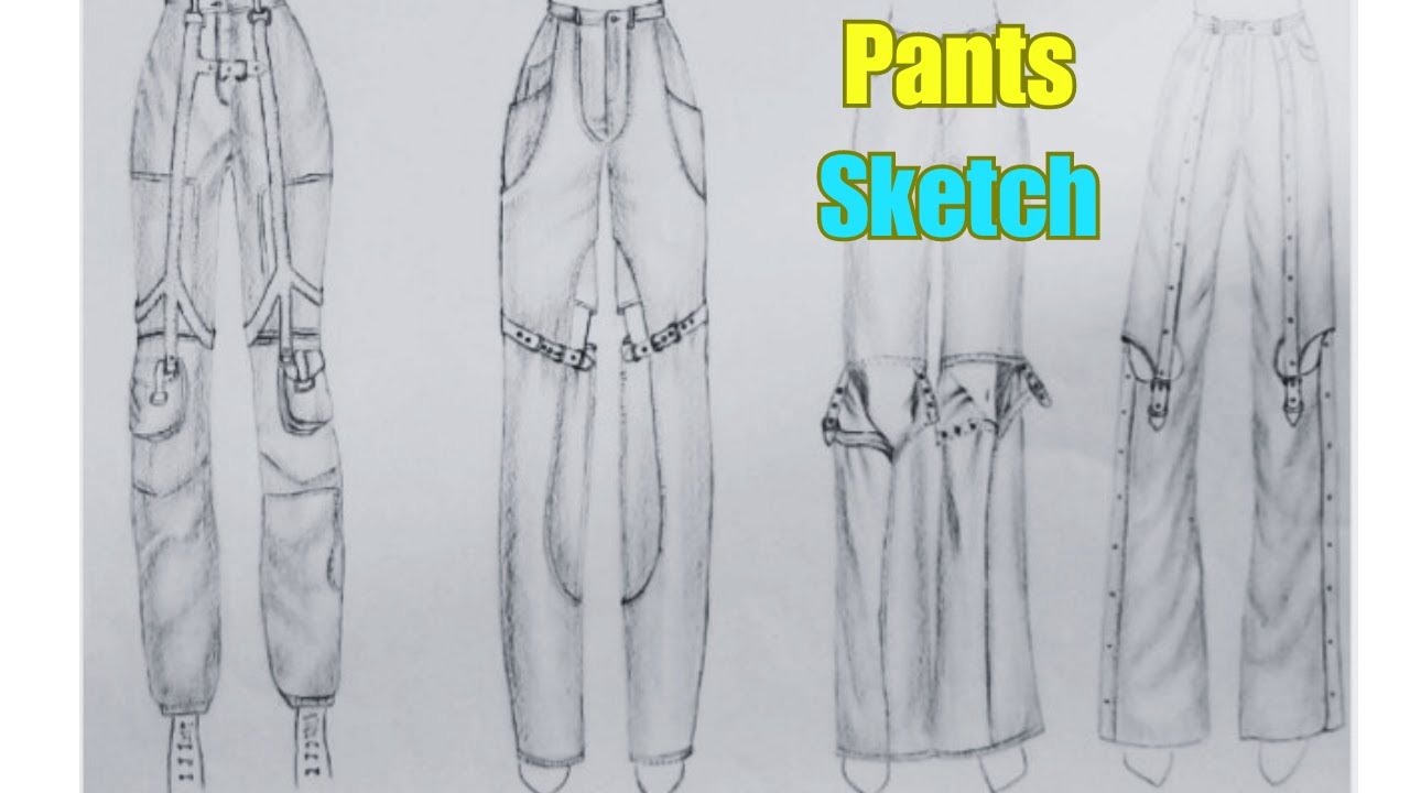 detailed creative pants sketch 4|how to draw pant sketch ? - YouTube