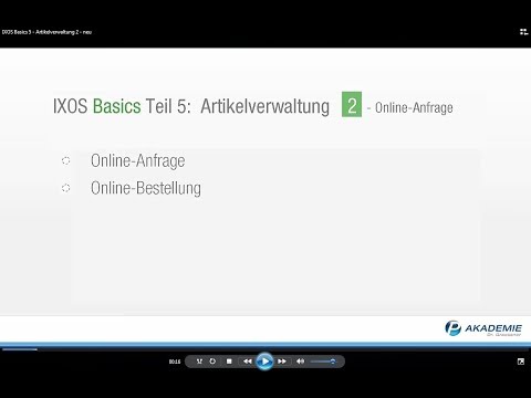 IXOS Basics 5 – Artikelverwaltung 2: Online-Anfrage/-Bestellung