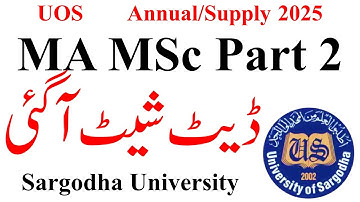 MA MSc Part 2 Date Sheet 2nd Annual 2024 UOS | MA Date Sheet 2025 | MSc Date Sheet 2025 UOS