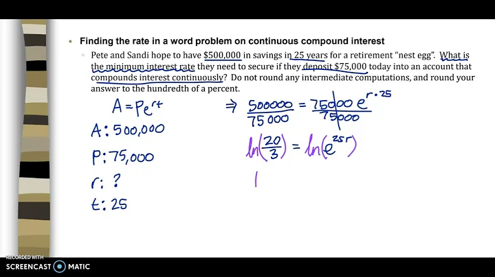 Finding the rate in a word problem on continuous compound interest