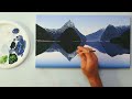 How to paint mountains with water reflections using acrylics