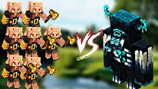 minecraft warden vs piglin brute fight||mob battle||