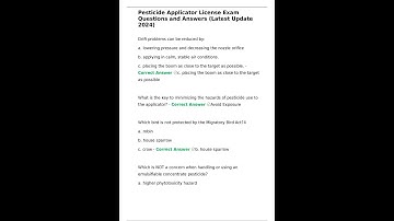 Pesticide Applicator License Exam Questions and Answers Latest Update 2024