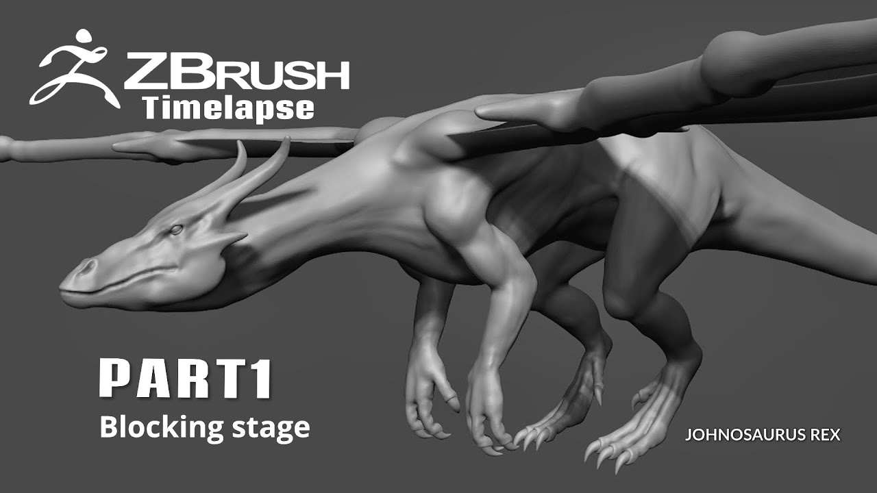ZBrush Timelapse - Dragon l Part 1 - Base sculpt