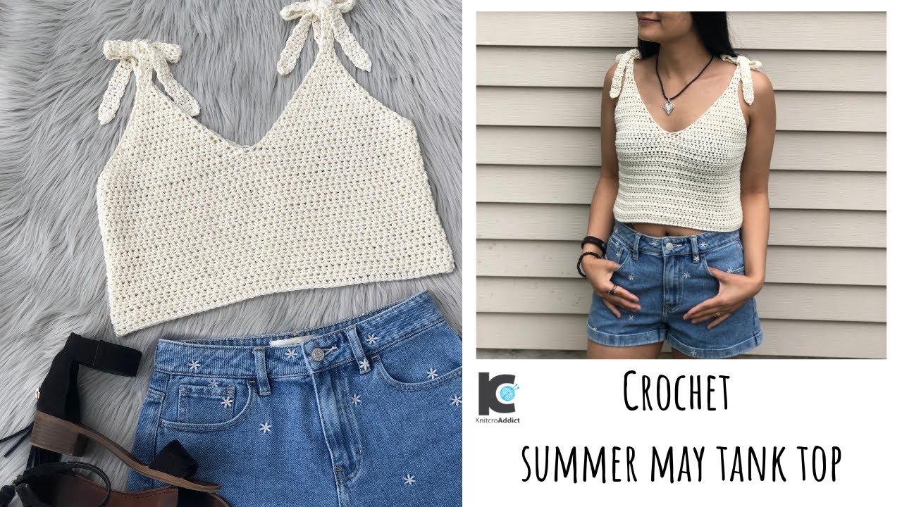 Crochet Summer May tank top ( Free written pattern for sizes XS