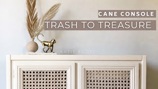 Trash to Treasure Furniture Flip | 80's Cane Console Makeover