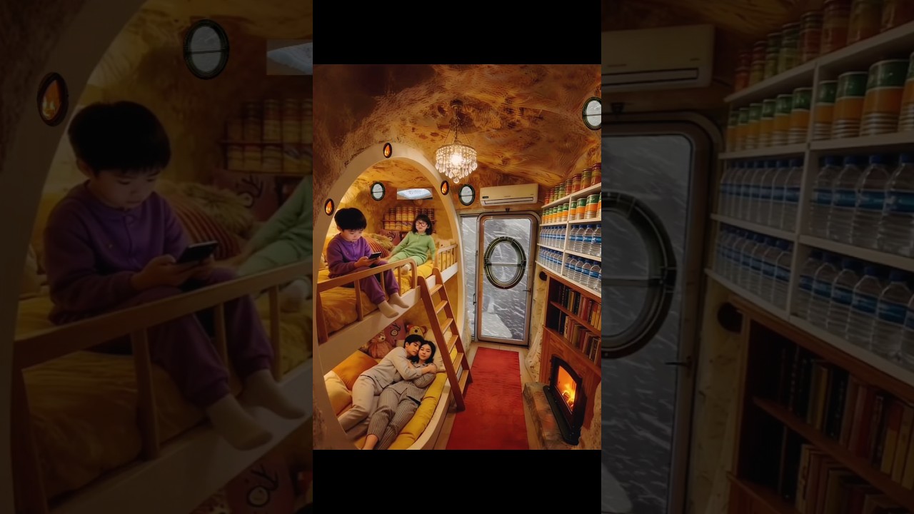 Winter Cozy Log Cabin With Crackling Fireplace Sounds and outside Snowfall for Relax and Deep Sleep