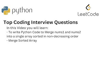 Top Coding Interview Questions -  31 Merge Sorted Array |Python