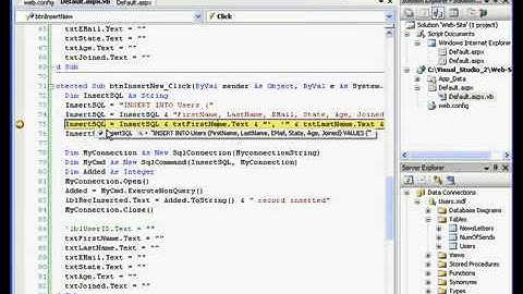 Visual Basic  Visual Studio Video Tutorial - Insert record into your relational database