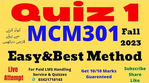 mcm301 quiz 1 solution fall 2023 100% verified answers
