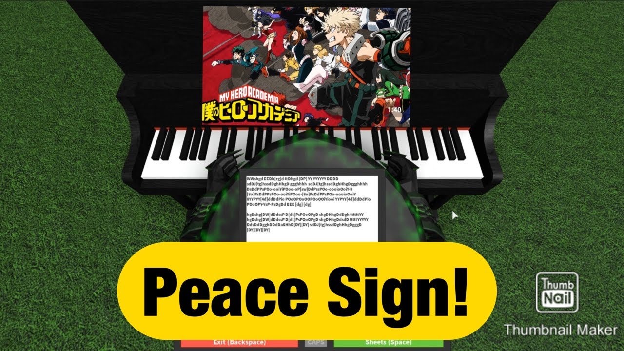 Peace Sign Boku No Hero Academia Roblox Piano Youtube - roblox keyboard hero