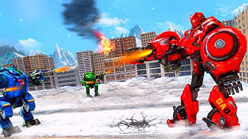 Snow Excavator Crane Transform Robot Shooting Android Gameplay