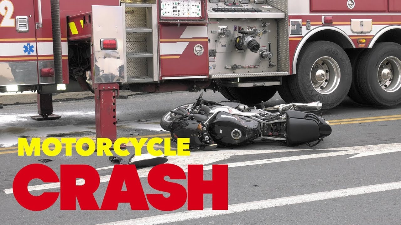 Motorcycle crashes into fire truck in Allentown, Pennsylvania - YouTube