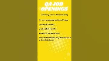 QA JOB OPENING FOR MANUAL TESTING  #automation #selenium #manualtesting #qa #viral #yt #ytshorts