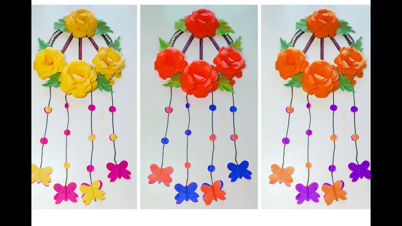 paper wall hanging / paper rose wall hanging / paper craft YouTube