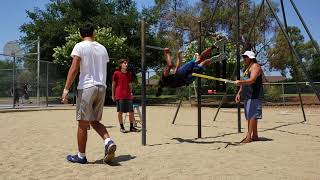 Pole Vault Bar and Rings with Rope Rope Vault Drills Day 1