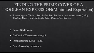 Minimization of a Boolean Expression using BLOCKING MATRIX