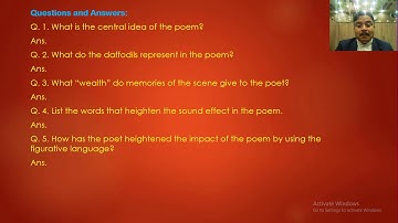 Class 9th English Unit 5 Daffodils Questions And Answers