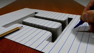 3D Trick Art On Line Paper, Hole Roman numbers II