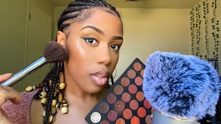 ASMR | Doing My Makeup + Gum Chewing (Close Up Whisper Ramble)
