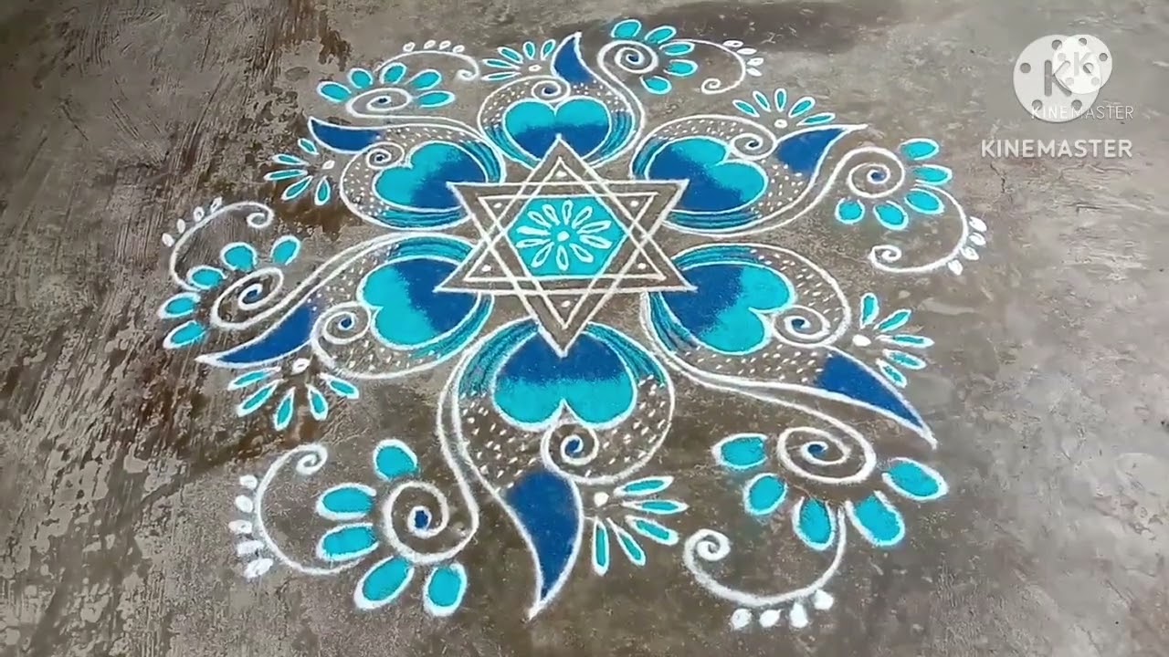 Tomorrow Navaratri Day-3 special royal blue color rangoli designs💙Saraswati pooja  kolam/Latha kolam