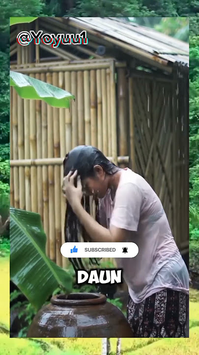 Cewek cantik sedang mencuci rambut vidio adem banget #cewekcantik #pondokbambu #hujan