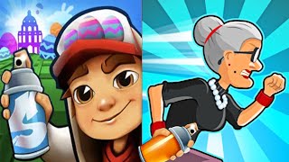 Subways surfers vs Angry Gran Run - Juegos de carreras. screenshot 1