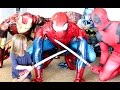 Spiderman Skywalker & Iron Man Skywalker & Batman Skywalker Vs Deadpool! Funny Superhero Battle!