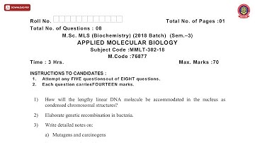 MSC MLS 3RD SEM BIOCHEMISTRY APPLIED MOLECULAR BIOLOGY JAN 2021 | PTU