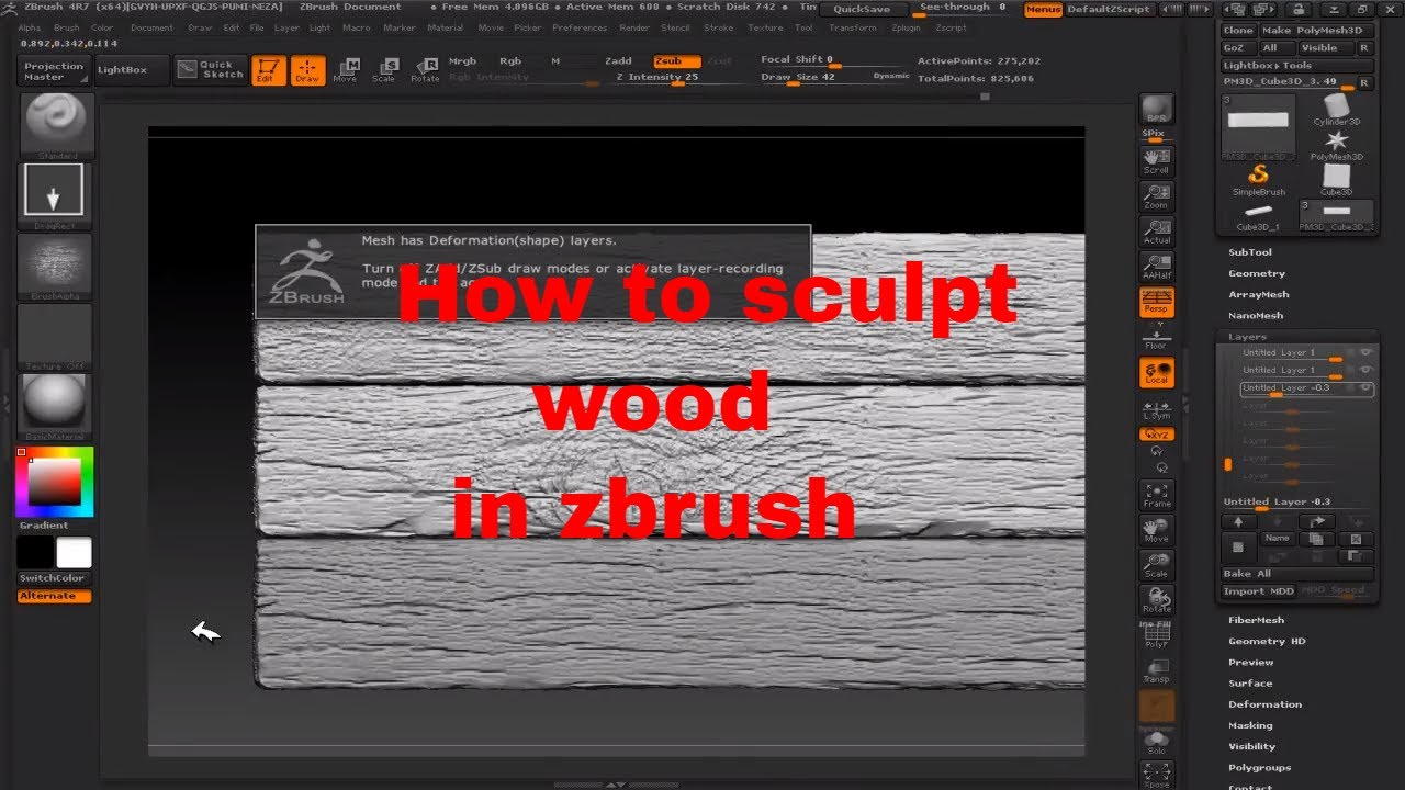 zbrush wood tutorial