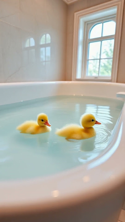 My ducklings swimming in the tub... 🛁🦆🦆