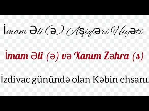 İmam Əli (ə) və Xanım Zəhra (s) izdivac günü kəbin ehsanı