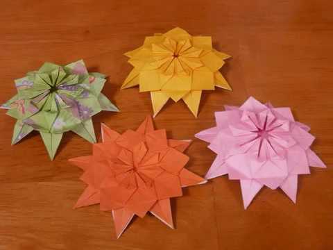 おりがみ 難しい折り紙紹介 可愛い立体のお花の折り方 A Flower Is Made With Folding Paper Youtube