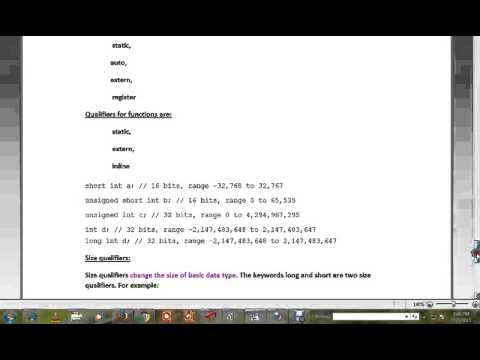 C PROGRAM TUTORIAL EXPLAIN TYPES OF QUALIFIERS
