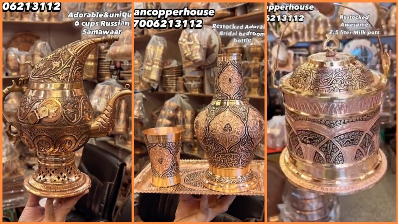Latest Copper Utensils 🍁 ||| Copper Milkpot Set 🥰||| Copper Tray 😍||| Copper Bridal Bedroom Bottle💥|