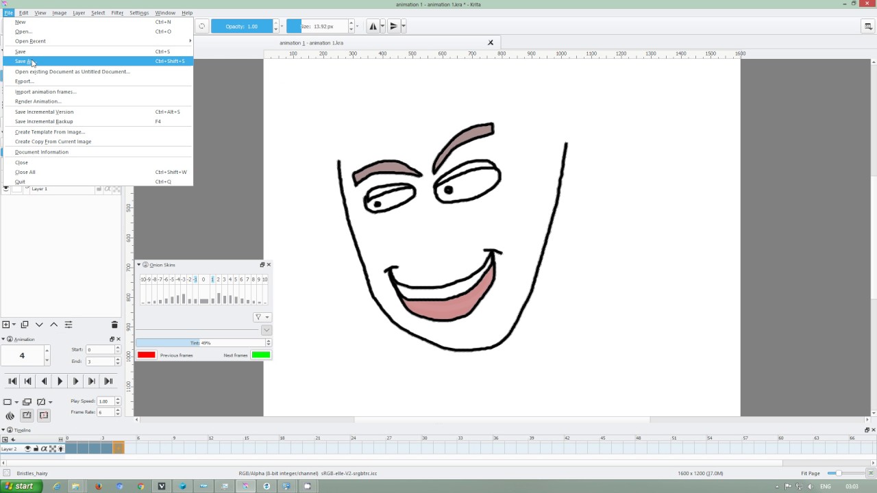 Krita 3.1.4 - how to animate tutorial EN 2017 part 2 - YouTube