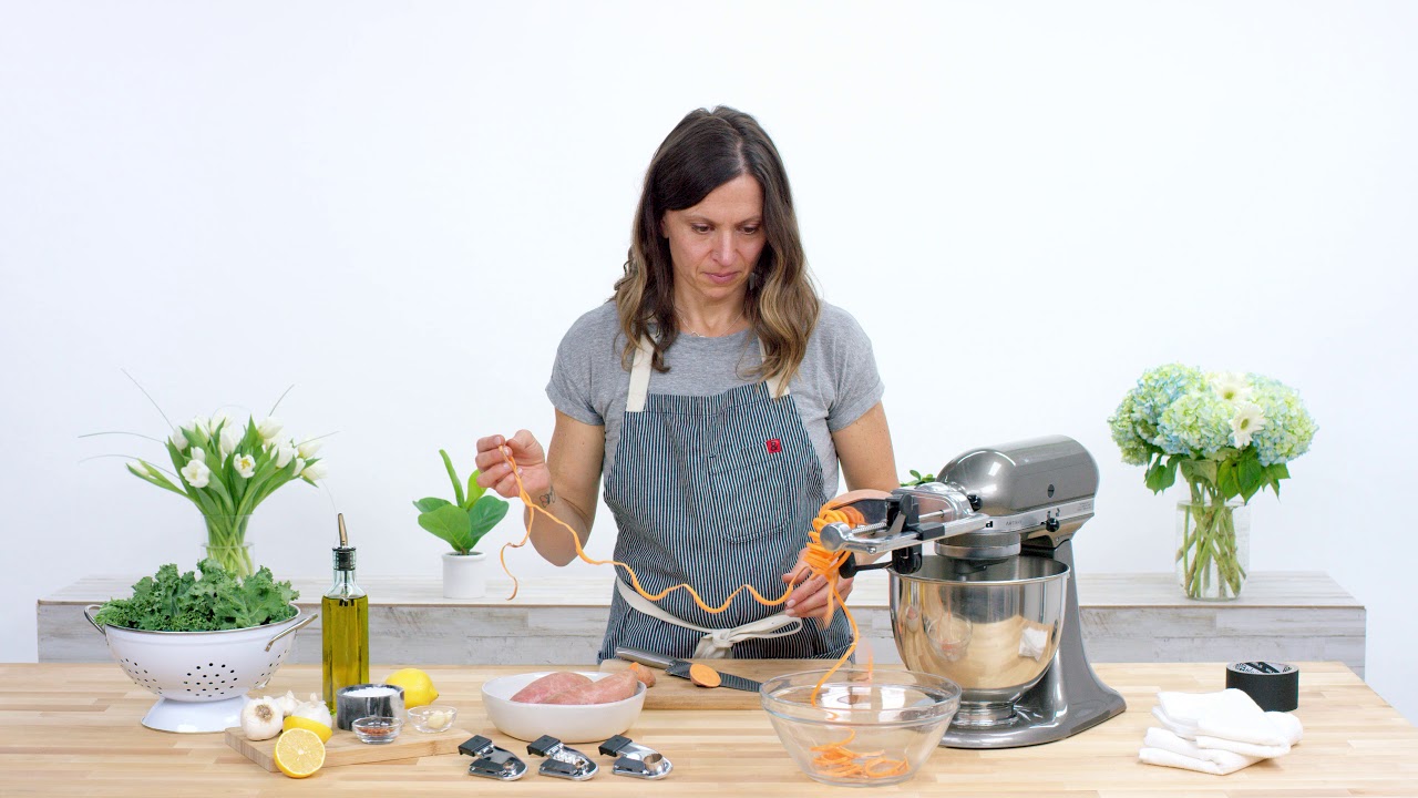 KitchenAid - Stand Mixer + Spiralizer Recipe: Sauteed Sweet potato & Kale - 4K