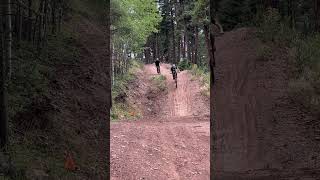 Austen laying it out on Boulder dash Angel Fire Bike Park
