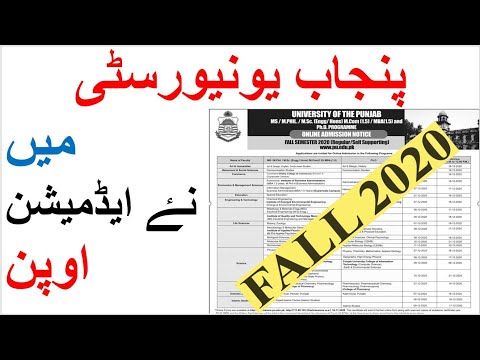 Punjab University New Admissions Open | Fall 2020 | MS/PHD/MBA | Must Watch Video